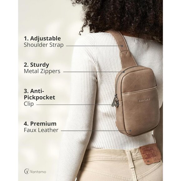 Women Sling Bag PU Leather RFID Anti-Theft Compact Travel Crossbody - Picture 7 of 7